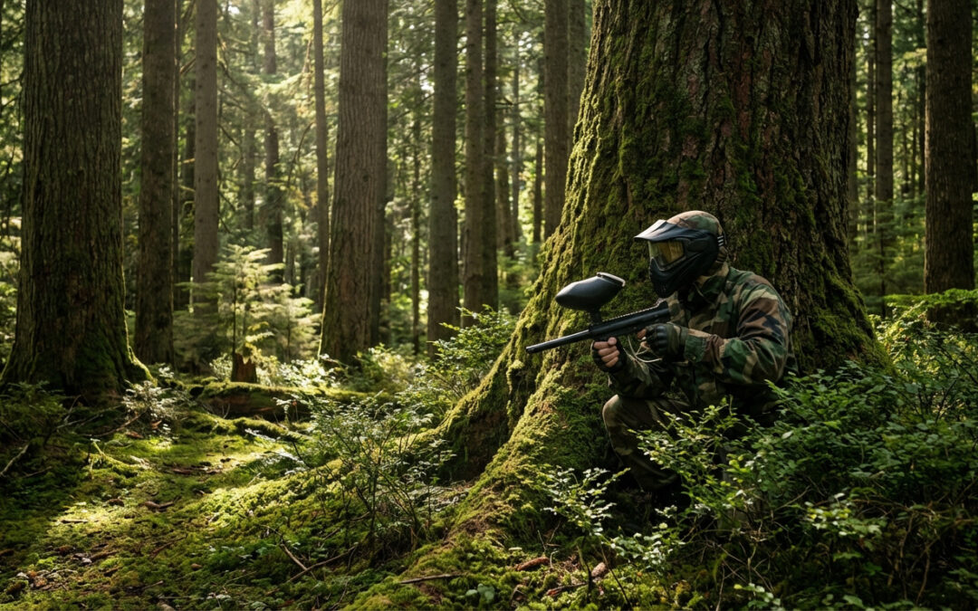 joueur paintball forêt